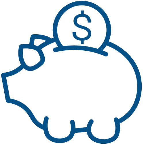 Piggy bank icon blue