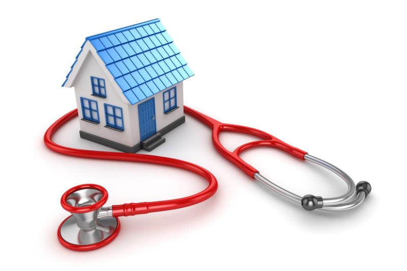 Blue House and Red Stethoscope