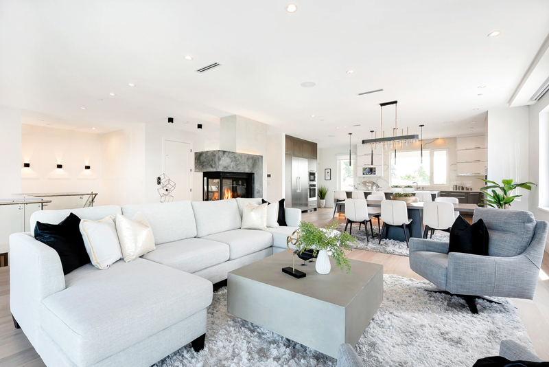 Beautifully staged living room with modern furniture